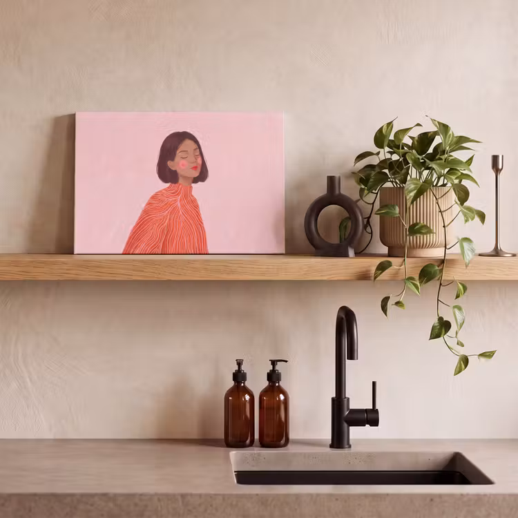 Canvas schilderij - Vrouw - Portret - Modern - Kunst - Roze — 2