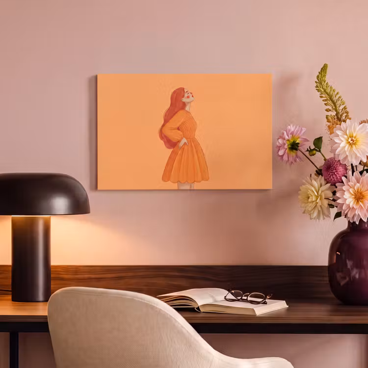 Canvas schilderij - Vrouw - Profiel - Mensen - Modern - Oranje — 3