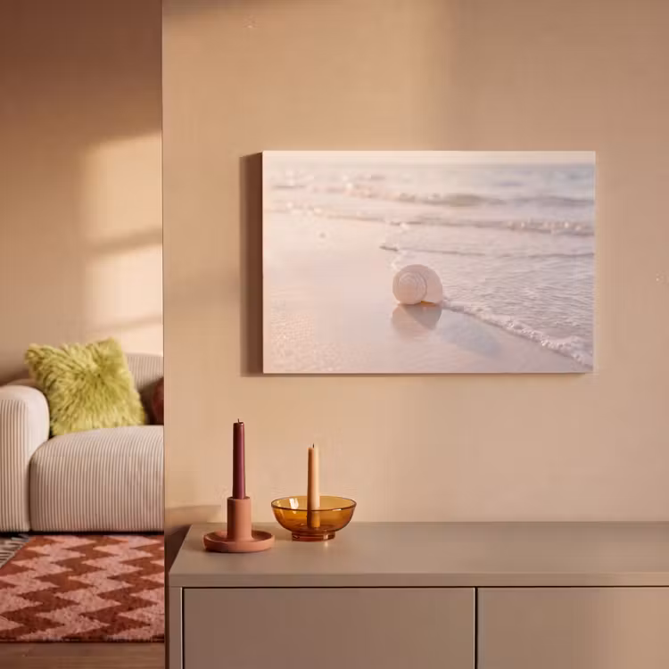 Canvas schilderij - Zeeschelp - Strand - Zee - Natuur - Beige — 1
