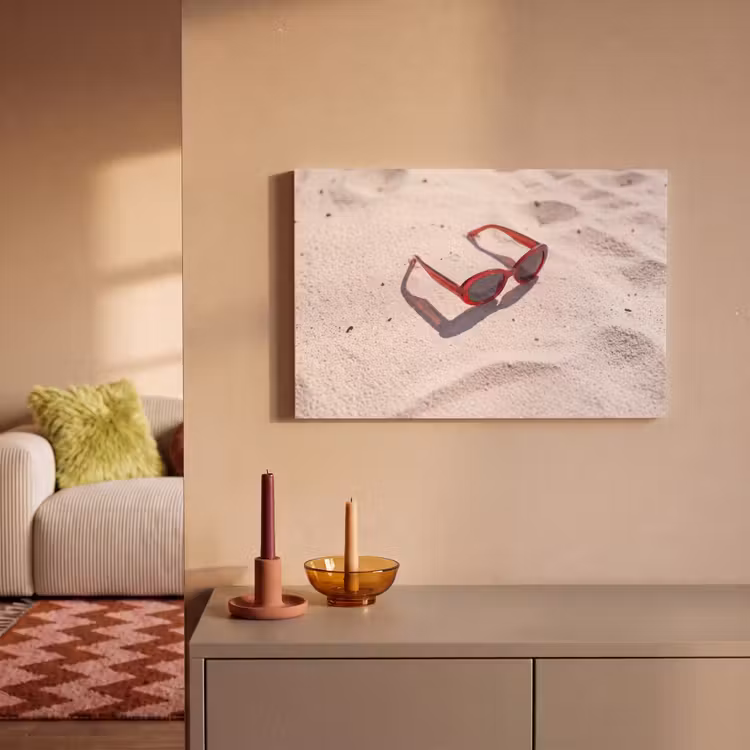 Canvas schilderij - Zonnebril - Strand - Vakantie - Rood — 1