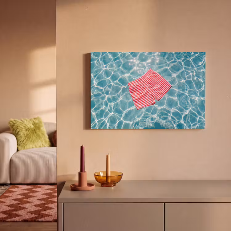 Canvas schilderij - Zwemkleding - Gestreept - Water - Zomer - Rood-wit — 1