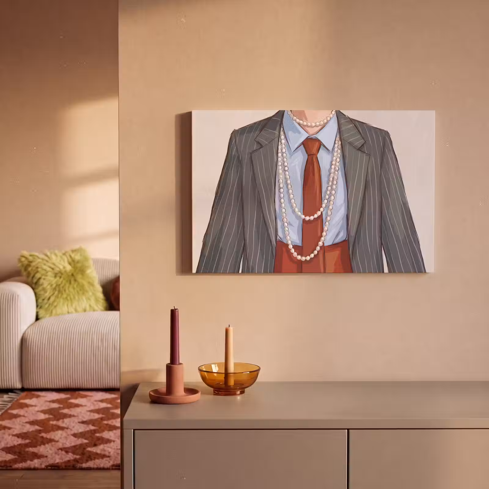 Canvas schilderij - Kleding - Strik - Parels - Klassiek - Mode — 1