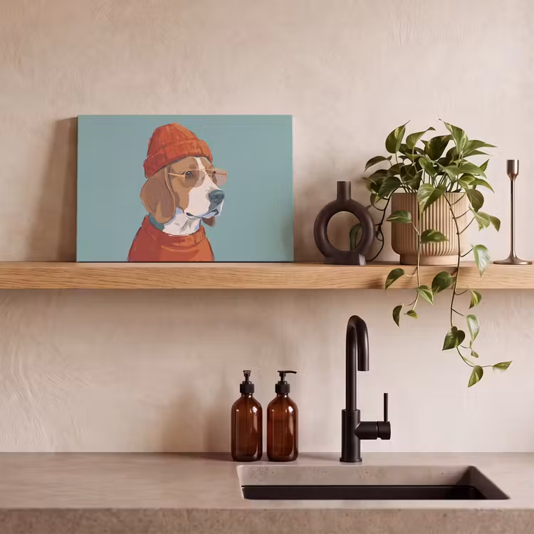 Canvas schilderij - Hond - Beanie - Zonnebril - Dieren - Modern — 2