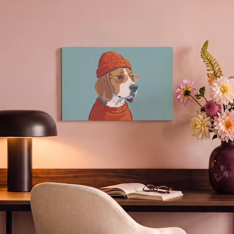 Canvas schilderij - Hond - Beanie - Zonnebril - Dieren - Modern — 3