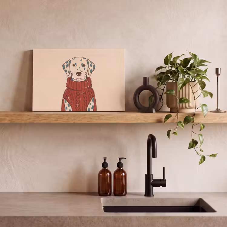 Canvas schilderij - Hond - Trui - Winter - Dieren - Rood — 2