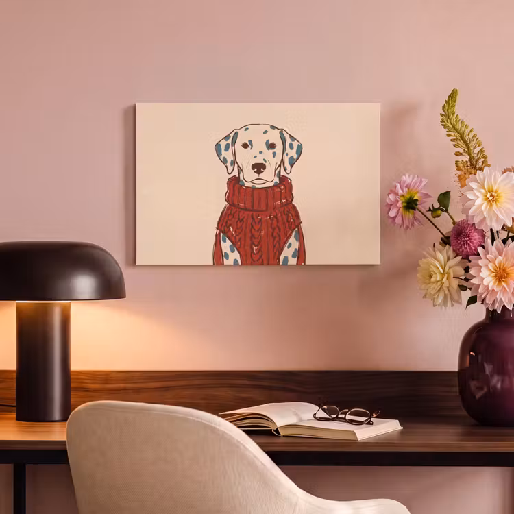 Canvas schilderij - Hond - Trui - Winter - Dieren - Rood — 3