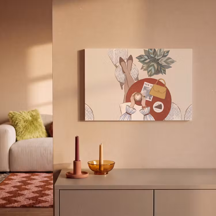 Canvas schilderij - Mensen - Cafe - Koffie - Stadsleven - Modern — 1