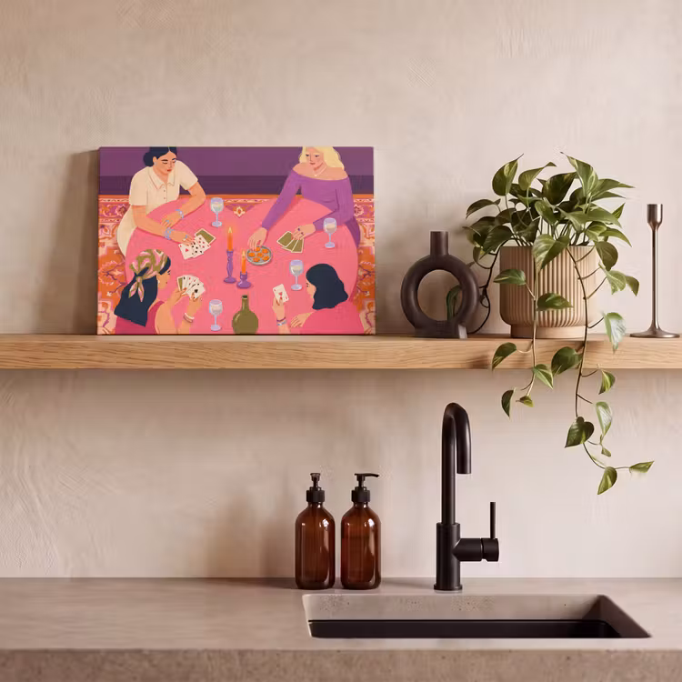 Canvas schilderij - Mensen - Kaartspel - Interieur - Modern - Kleurrijk — 2