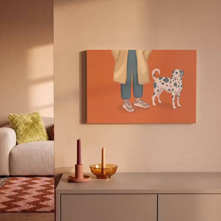 Canvas schilderij - Persoon - Hond - Dieren - Illustratie - Modern — 1