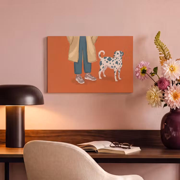 Canvas schilderij - Persoon - Hond - Dieren - Illustratie - Modern — 3