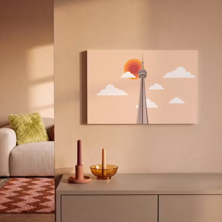 Canvas schilderij - Stad - Gebouw - Architectuur - Retro - Oranje — 1