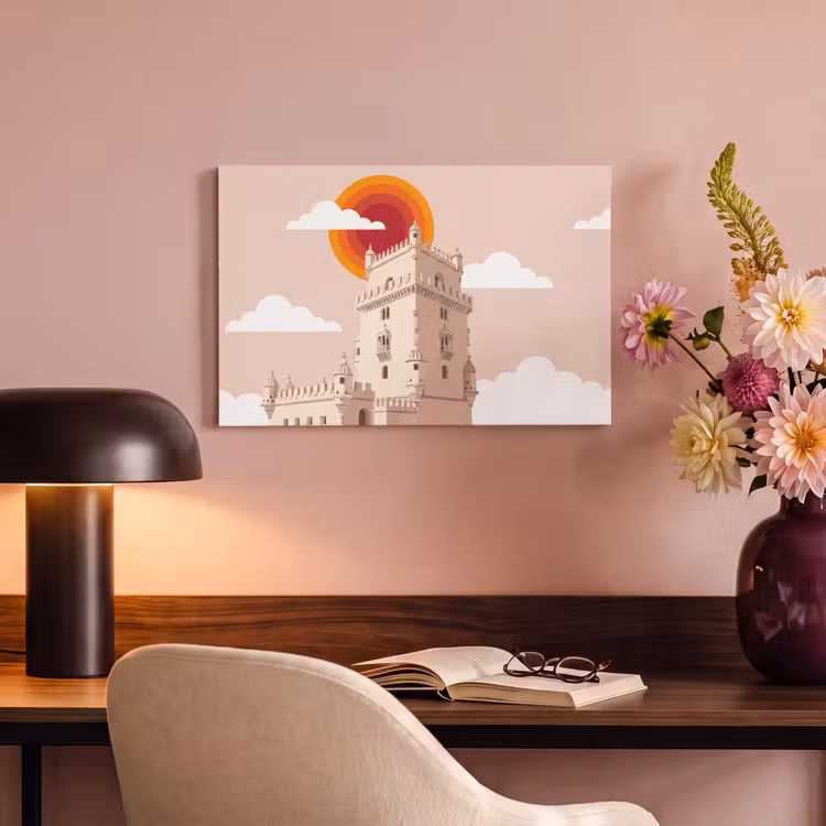 Canvas schilderij - Toren - Rivier - Architectuur - Modern - Oranje — 3