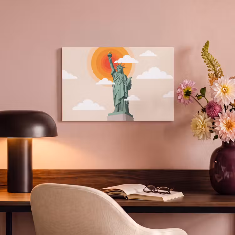 Canvas schilderij - Vrijheidsbeeld - New York - Zon - Modern — 3