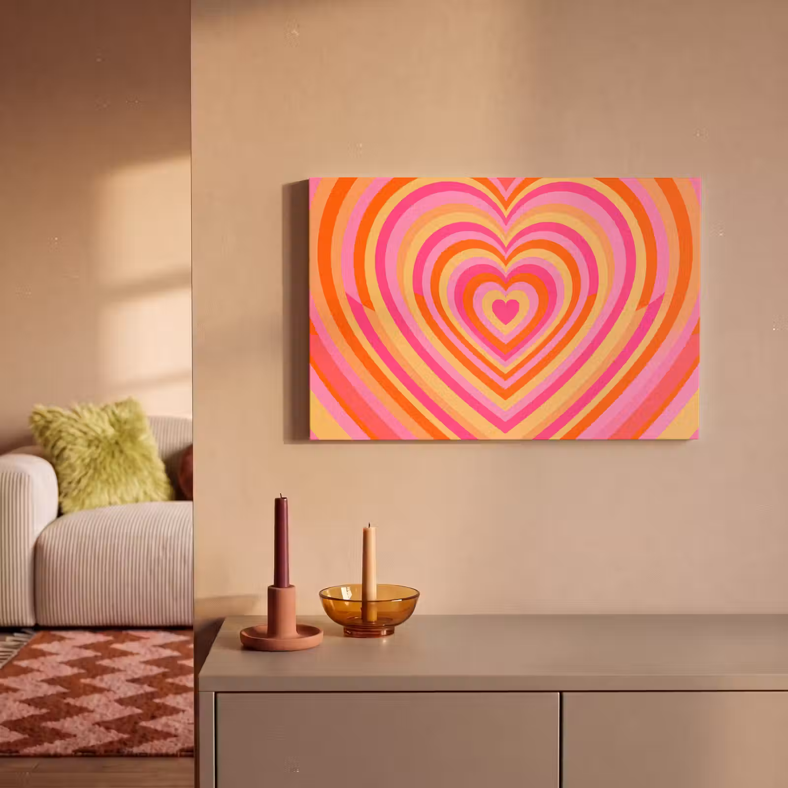 Canvas schilderij - Hart - Concentrisch - Abstract - Liefde - Kleurrijk — 1