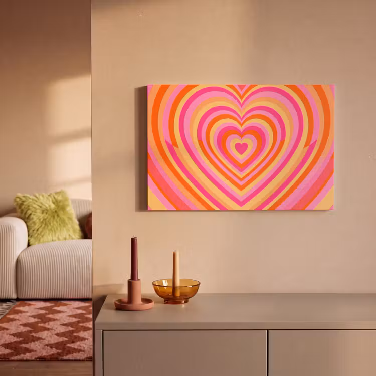 Canvas schilderij - Hart - Concentrisch - Abstract - Liefde - Kleurrijk — 1