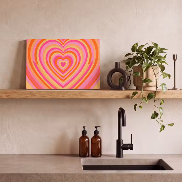 Canvas schilderij - Hart - Concentrisch - Abstract - Liefde - Kleurrijk — 2