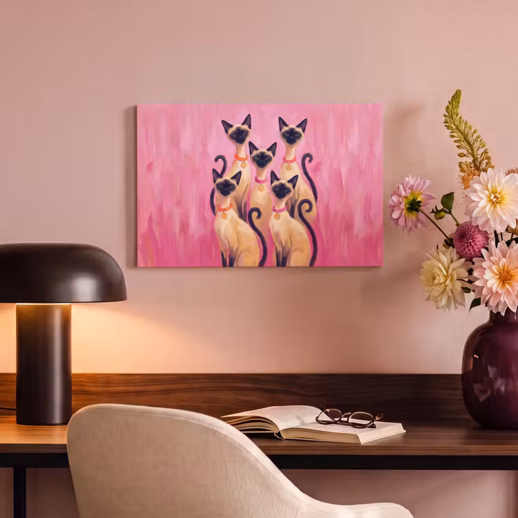 Canvas schilderij - Kat - Groep - Dieren - Modern - Roze — 3