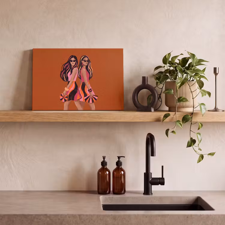 Canvas schilderij - Mensen - Duo - Mode - Illustratie - Kleurrijk — 2