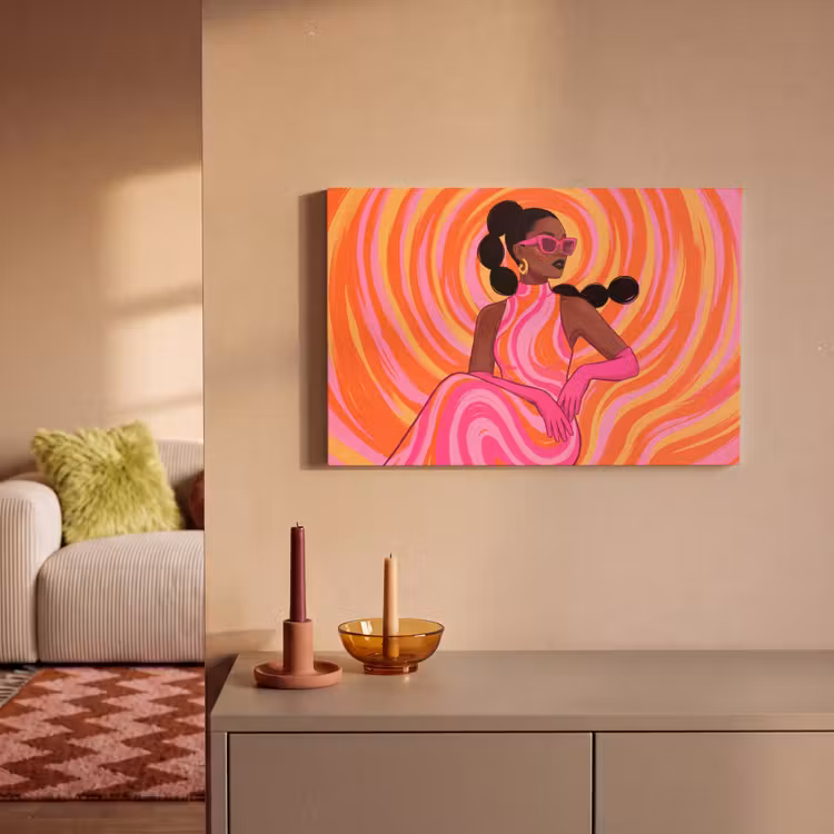 Canvas schilderij - Vrouw - Portret - Kunst - Abstract - Roze — 1