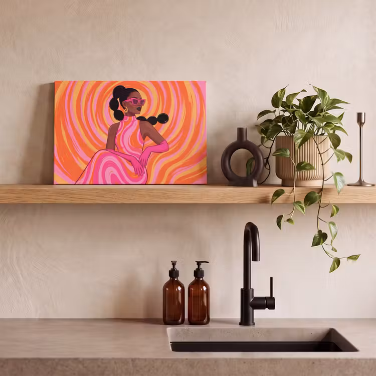 Canvas schilderij - Vrouw - Portret - Kunst - Abstract - Roze — 2