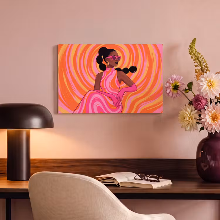 Canvas schilderij - Vrouw - Portret - Kunst - Abstract - Roze — 3