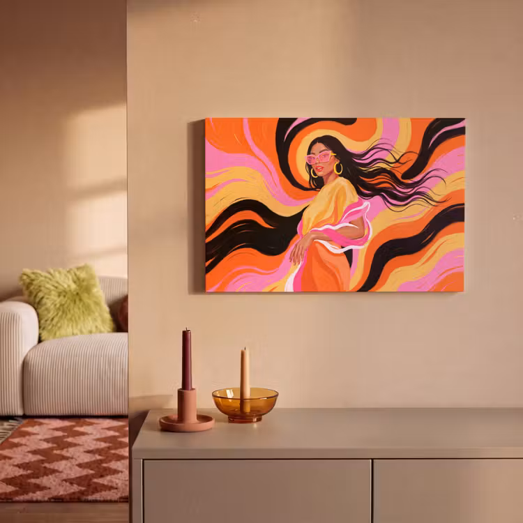 Canvas schilderij - Vrouw - Zonnebril - Abstract - Kleurrijk — 1