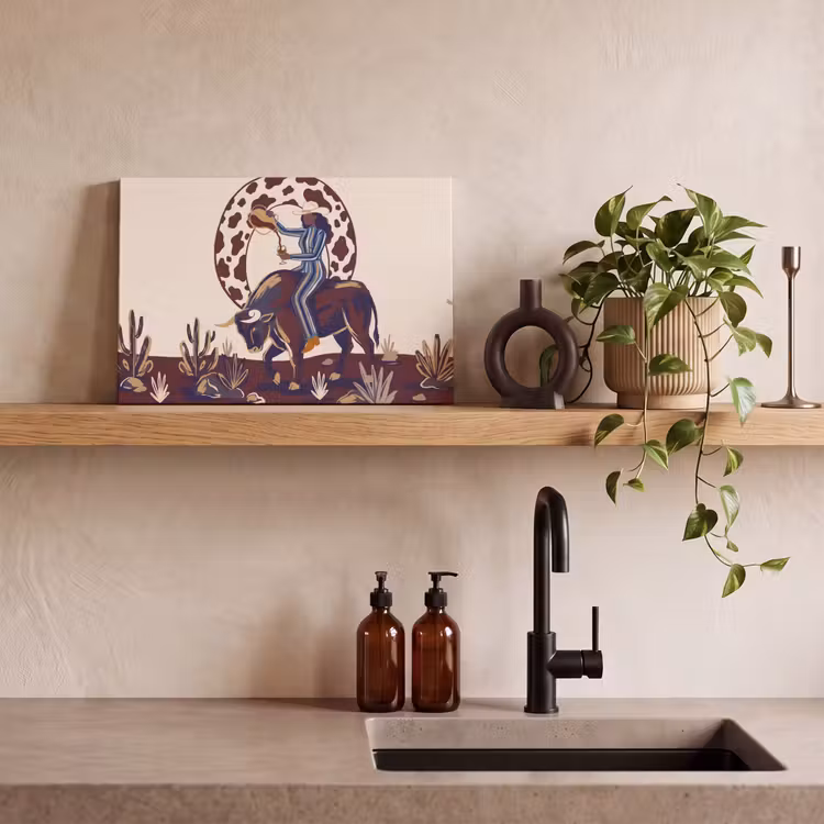 Canvas schilderij - Mensen - Dieren - Cowboy - Abstract - Kleurrijk — 2