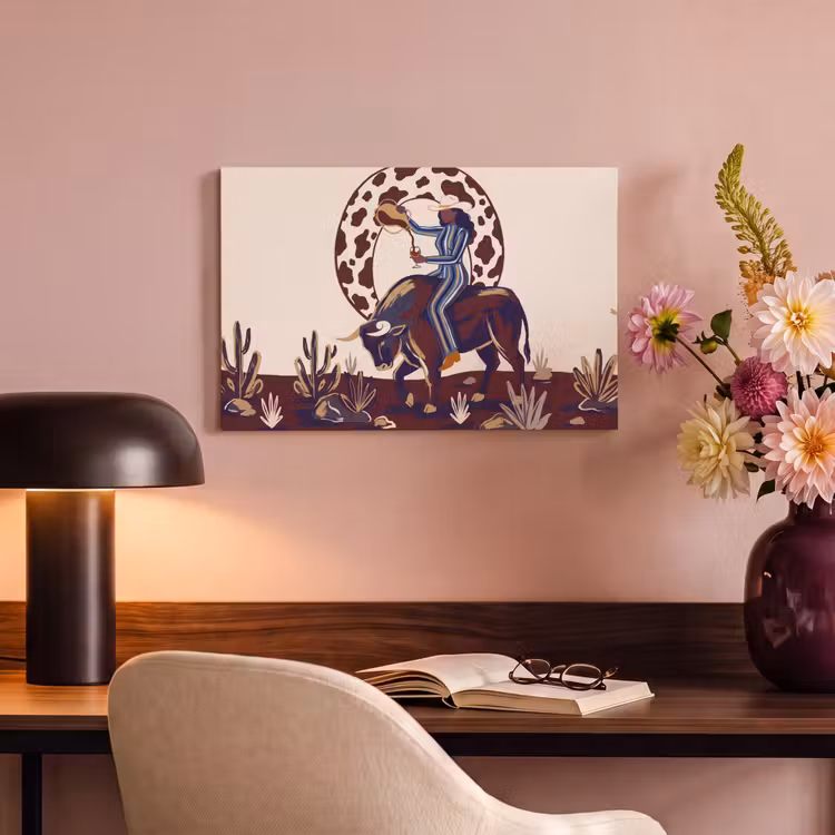 Canvas schilderij - Mensen - Dieren - Cowboy - Abstract - Kleurrijk — 3