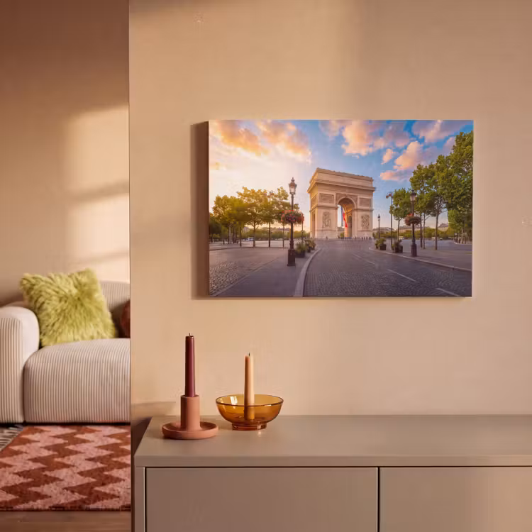 Canvas schilderij - Monument - Parijs - Zonsondergang - Architectuur - Goud — 1