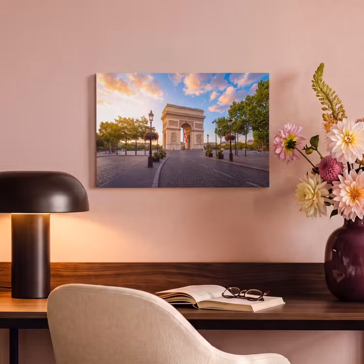 Canvas schilderij - Monument - Parijs - Zonsondergang - Architectuur - Goud — 3