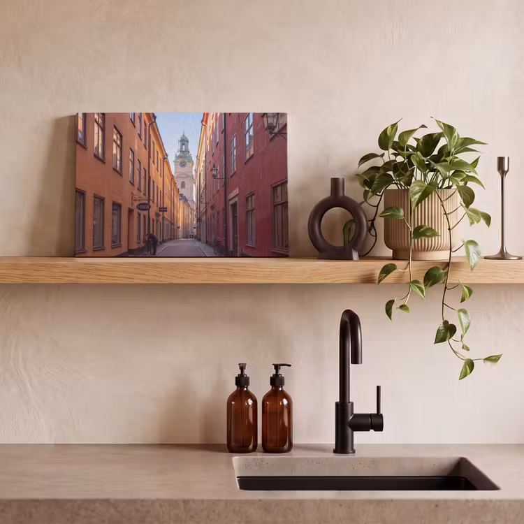 Canvas schilderij - Straat - Klokkentoren - Stad - Architectuur - Historisch — 2