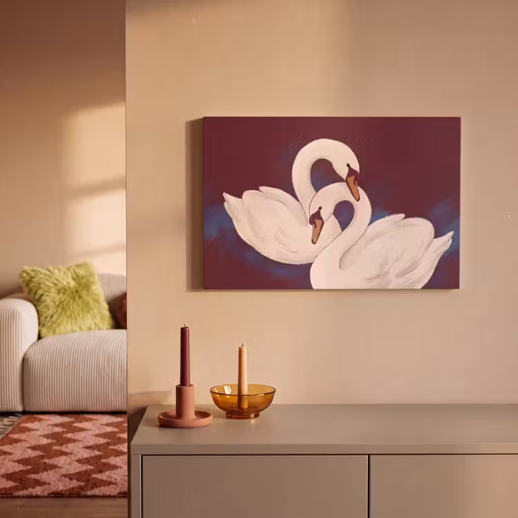 Canvas schilderij - Vogel - Koppel - Liefde - Abstract - Wit — 1