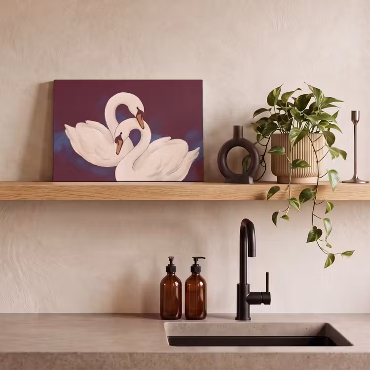 Canvas schilderij - Vogel - Koppel - Liefde - Abstract - Wit — 2