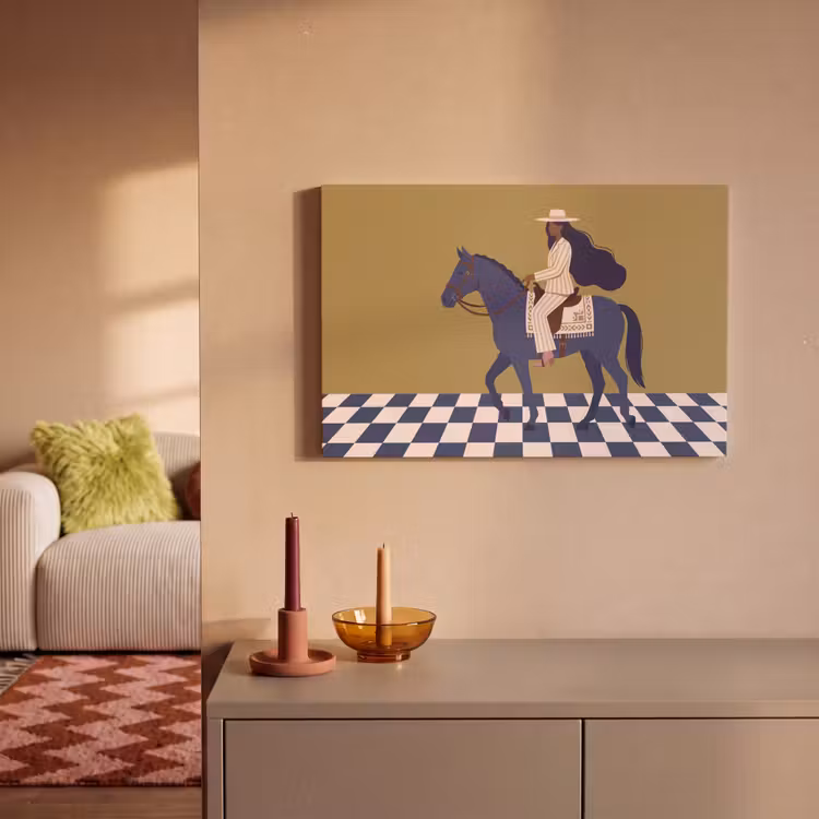 Canvas schilderij - Vrouw - Paard - Rijden - Modern - Abstract — 1