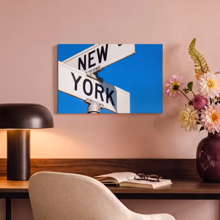 Canvas schilderij - New York - Straatbord - Stad - Urban - Blauw — 3