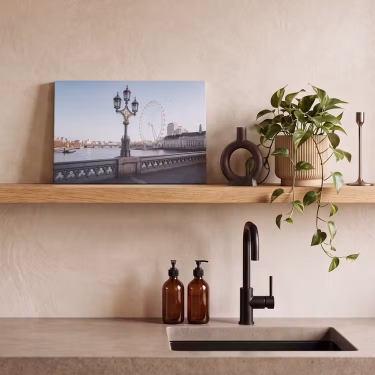 Canvas schilderij - Reuzenrad - Londen - Stad - Architectuur - Brug — 2