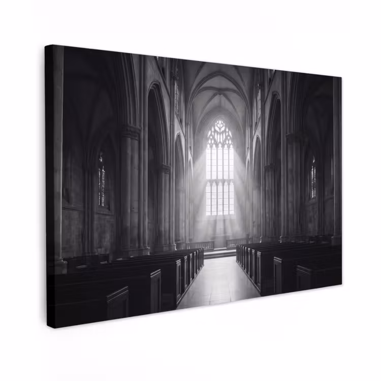 Canvas schilderij - Kerk - Interieur - Lichtstralen - Architectuur - Klassiek — 1