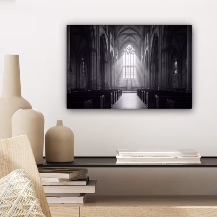 Canvas schilderij - Kerk - Interieur - Lichtstralen - Architectuur - Klassiek — 5