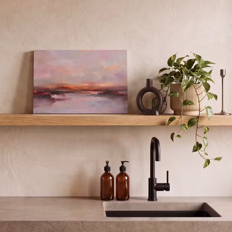 Canvas schilderij - Landschap - Zonsondergang - Abstract - Modern - Roze — 2