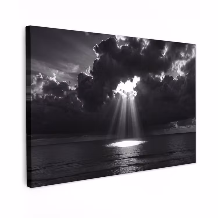 Canvas schilderij - Licht - Wolken - Zee - Zwart-wit - Natuur — 1