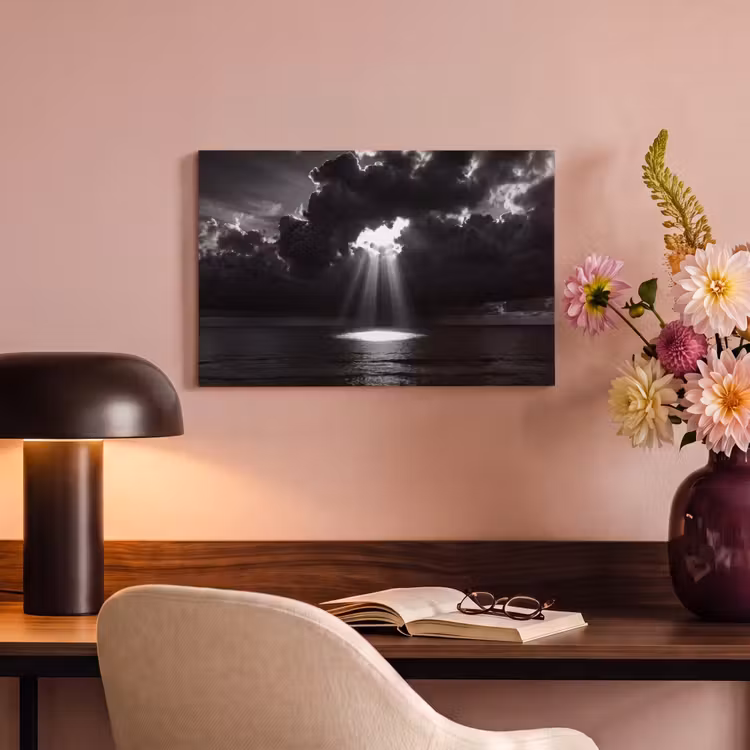 Canvas schilderij - Licht - Wolken - Zee - Zwart-wit - Natuur — 4