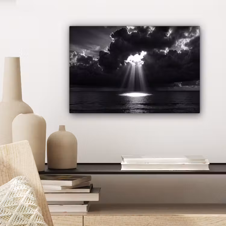 Canvas schilderij - Licht - Wolken - Zee - Zwart-wit - Natuur — 5