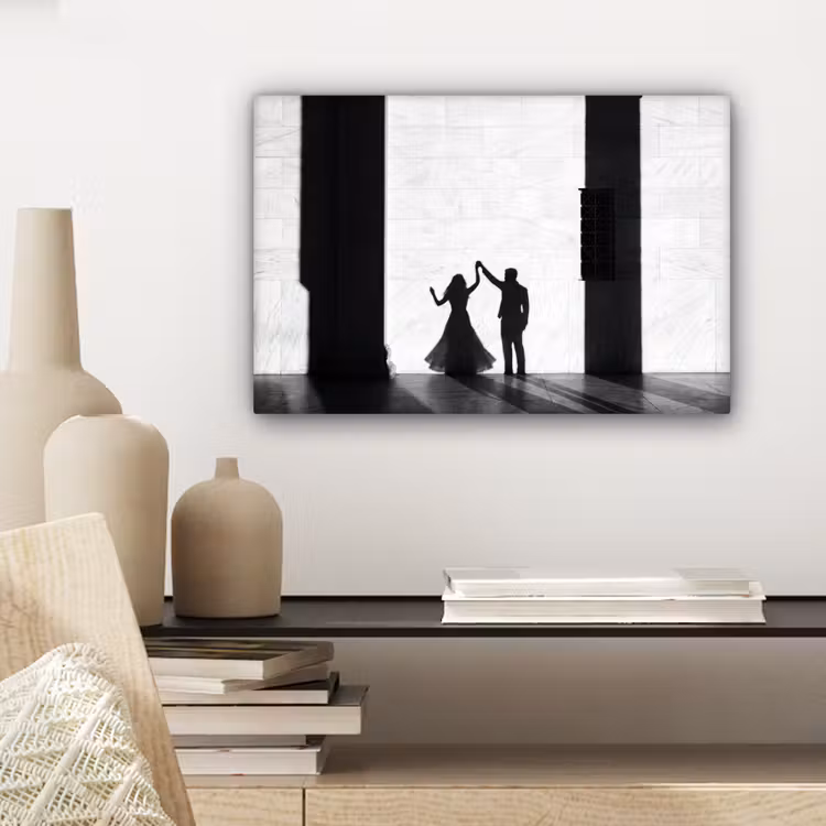 Canvas schilderij - Mensen - Schaduw - Dans - Zwart-wit - Liefde — 5