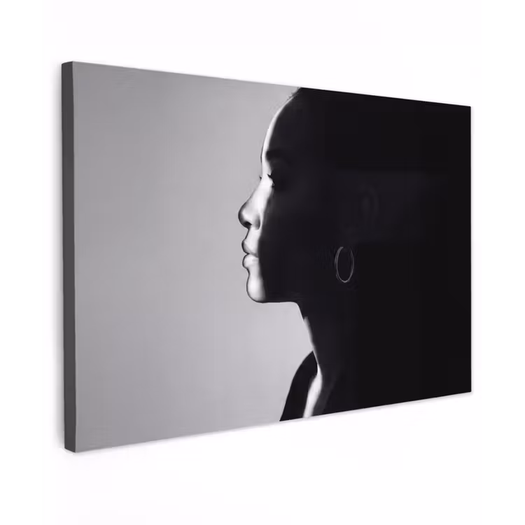 Canvas schilderij - Vrouw - Profiel - Mensen - Zwart-wit — 1