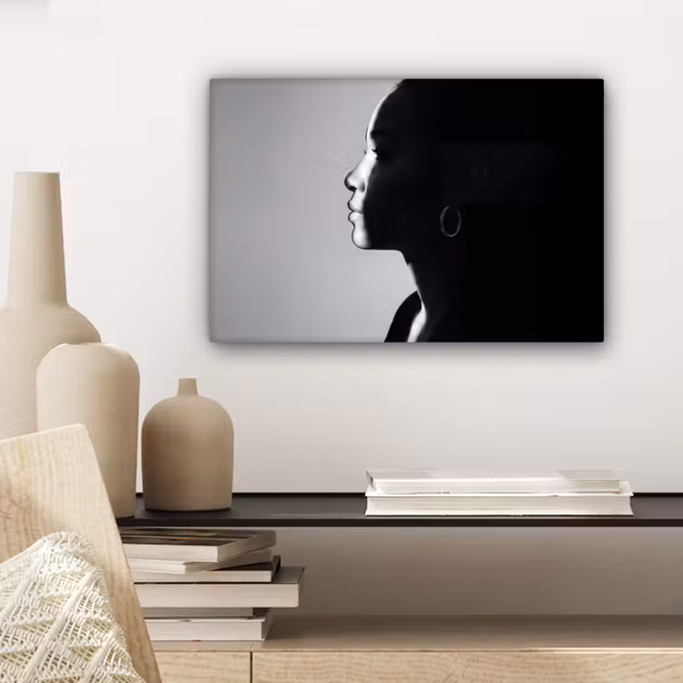 Canvas schilderij - Vrouw - Profiel - Mensen - Zwart-wit — 5