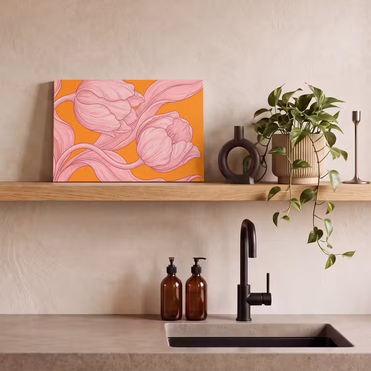 Canvas schilderij - Roze bloemen - Modern — 2