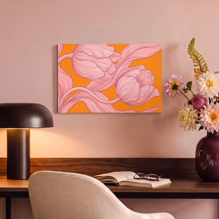 Canvas schilderij - Roze bloemen - Modern — 3