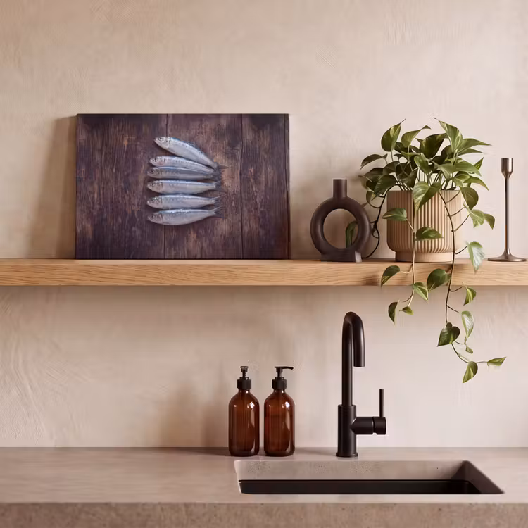 Canvas schilderij - Vis - Hout - Eten — 2