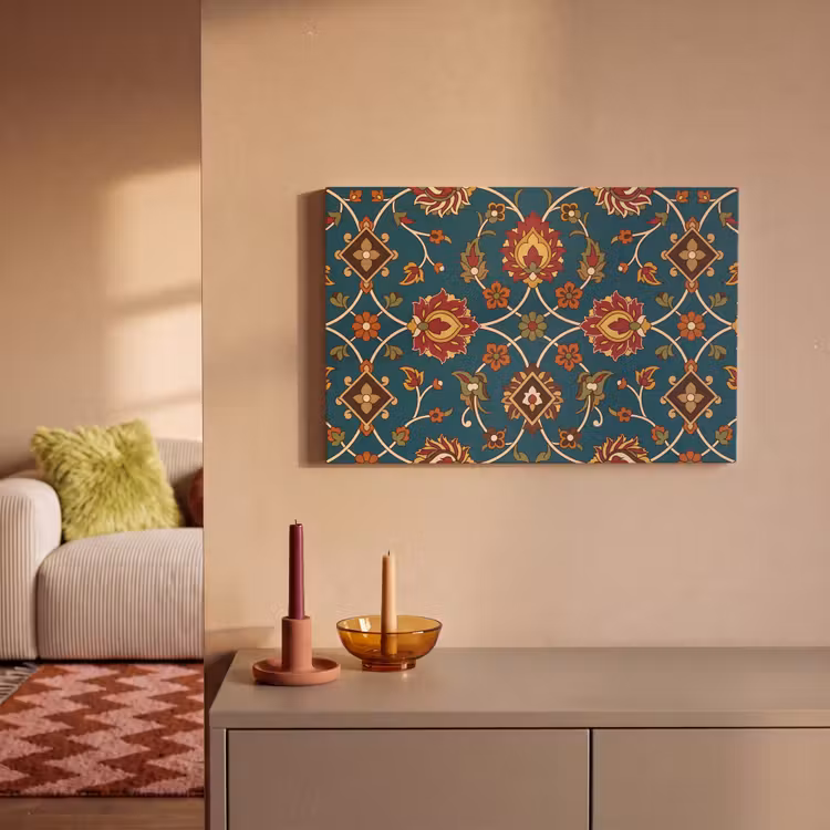 Canvas schilderij - Ornament - Flora - Traditioneel - Klassiek - Blauwgroen — 1