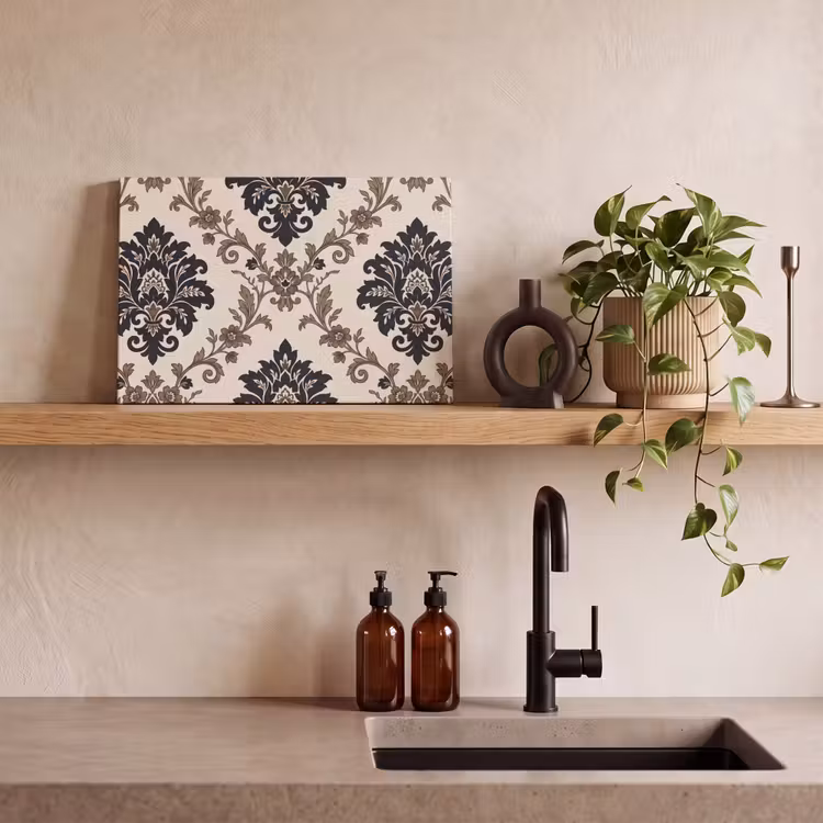 Canvas schilderij - Patroon - Floraal - Klassiek - Beige-blauw — 2